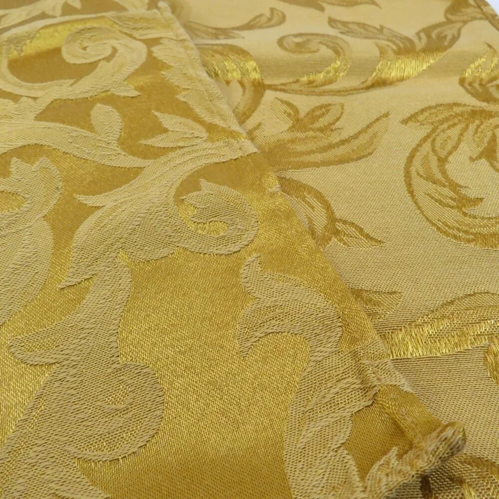 Vintage Rich Gold Jacquard Fabric (4) Dinner Napkins 18x19